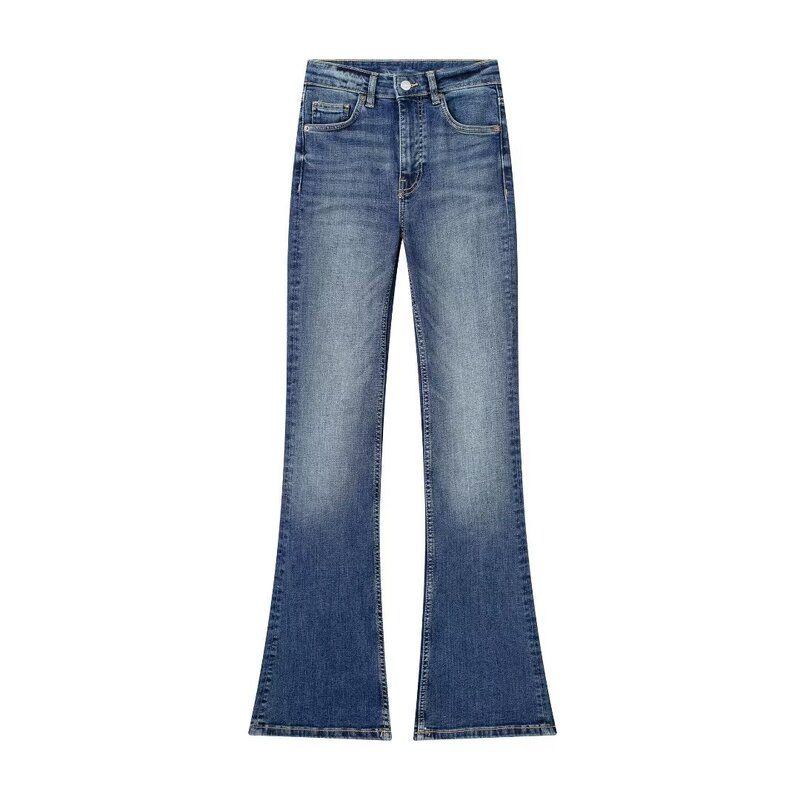 

Fashion Style 2023 Autumn New Women s Easiest for Match Slim Looking Mid Waist Long Horn Denim 0541243 807 Ocean Blue XS