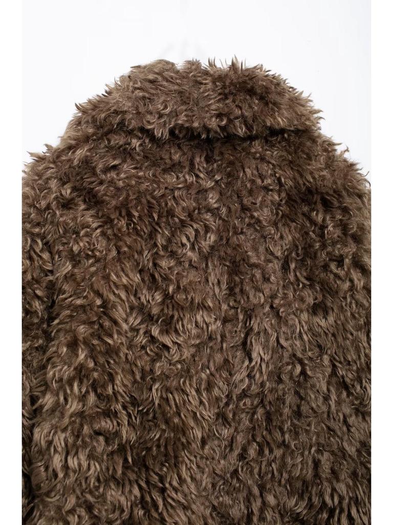 SHEIN Damen Kunstpelz Herbst Midilanger Mantel Jacke