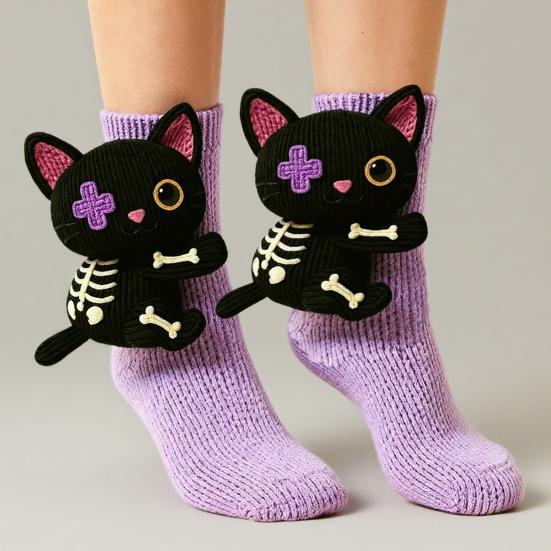 2 Pairs 3D Knit Animal Socks Hand Crocheted Animal Doll Socks Sloth Cute Warm Winter Socks for Men Women Animal Lovers Gifts