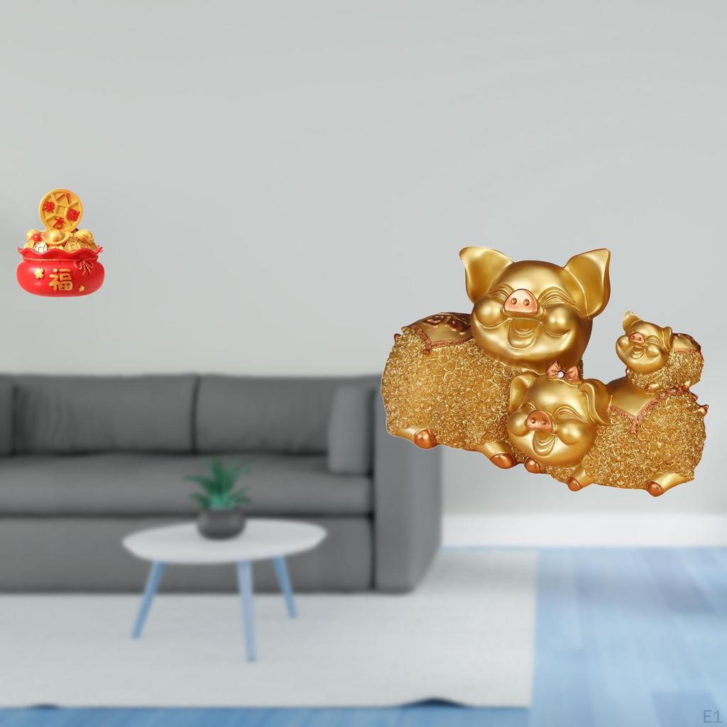 Festival Treasure Pig Cornucopia Ornament Modern Collectible Resin Sculpture for Bedroom