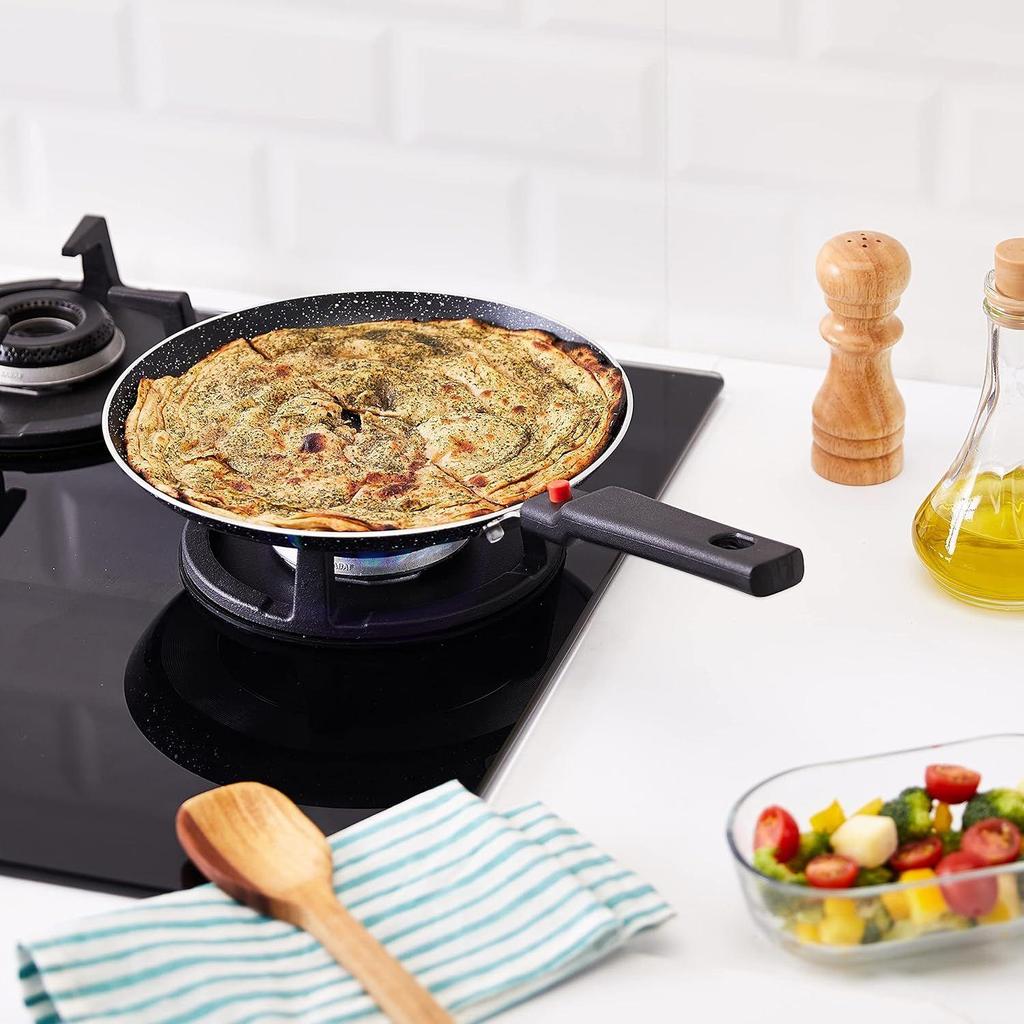 Aluminium Antihaft Dosa Tawa mit abnehmbarem Griff| Granit-Finish | Induktionsboden | Pfoa-frei | Hochtemperaturbeständige Außenbeschichtung