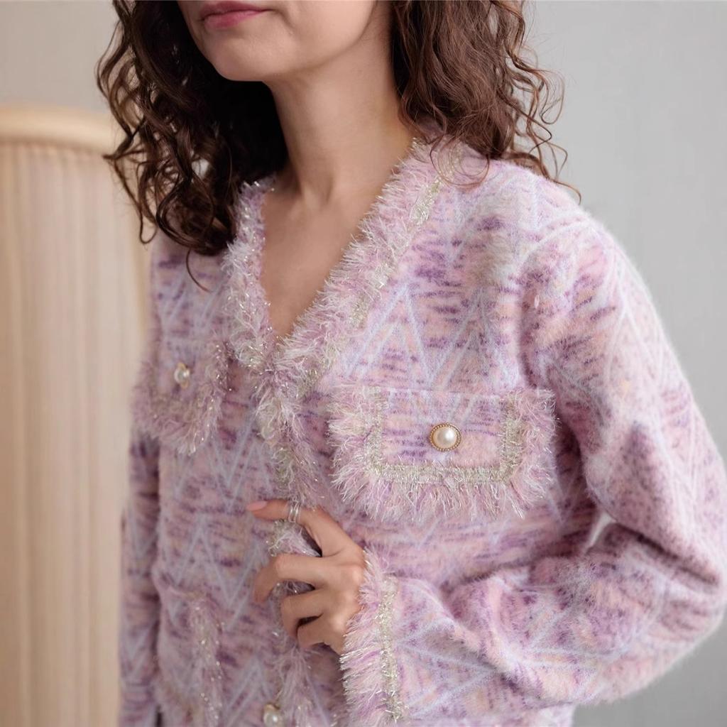 Damen Herbst und Winter Temperament Pendler V-Ausschnitt Strickjacke Pullover