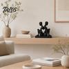 Nordic Style Decoration 3D Printed Abstract Back-to-Back Couple Sculpture, Matte Black Desktop Ornaments with Durable Decor Stable Base, Modern