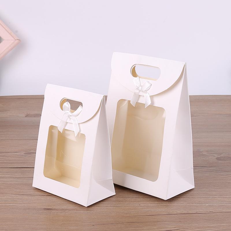 10pcs Black/white Transparent Windowed Gift Candy Cookie Wedding Boxes Eid Gift Bags Candy Cookie Bags Christmas Gifts