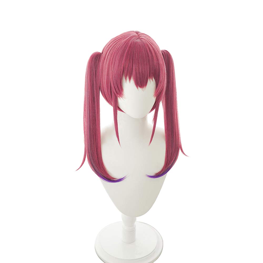 cosplay with twin tails and Perfect for parties and Includes 3 bonus a dedicated and a memo Heat-resistant wig, "Second Castle," red, buns. disguises.