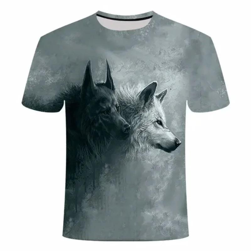 2025 Wolf T Shirt For Mens Animal Print Short Sleeve Top 3D Casual Street Man's T-shirt Oversized Tee Shirt Men Vintage Clothing