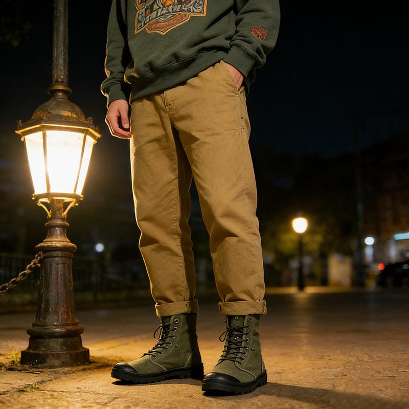 Jaro Podzim Pánské Vysoké Boty Látkové Boty Plochá Podrážka Protiskluzové Cool Mladý Muž Street Style Obuv Černá Modrá Velká Velikost 45