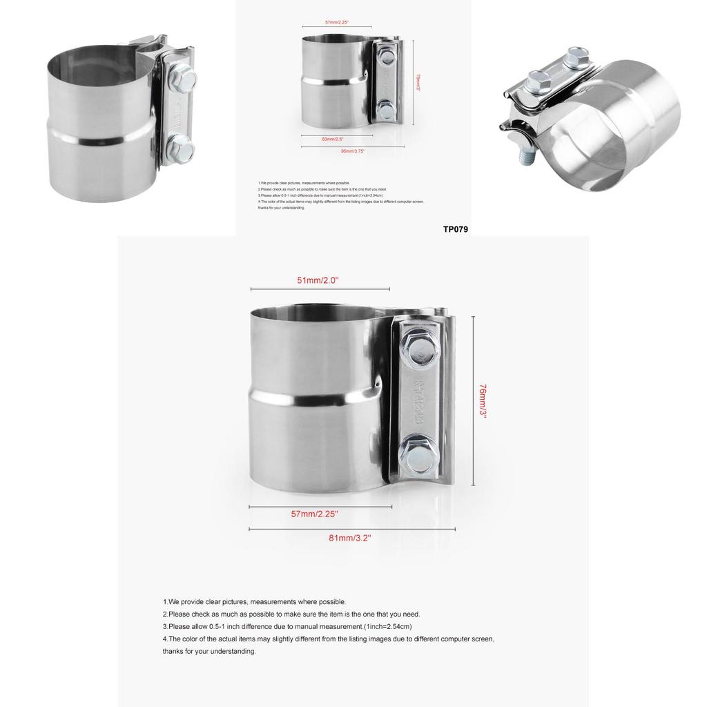 Premium Quality 2.25" To 2.5" Stainless Exhaust Band Clamp Step Clamps For Catback Muffler