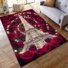 Roses and Eiffel Tower Pattern Rug for Bedroom Living Room Carpets for Girls Room Floor Mat Home Decor Non-Slip Rug Large Size