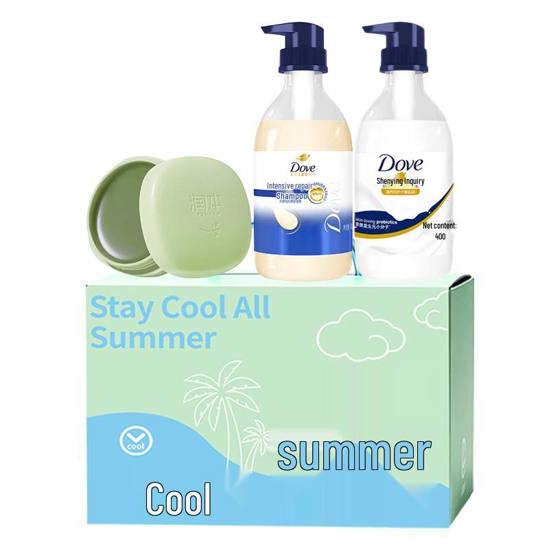 DOVE Nourishing Hydration Shower Gel & Shampoo Set with Mint Soothing Balm