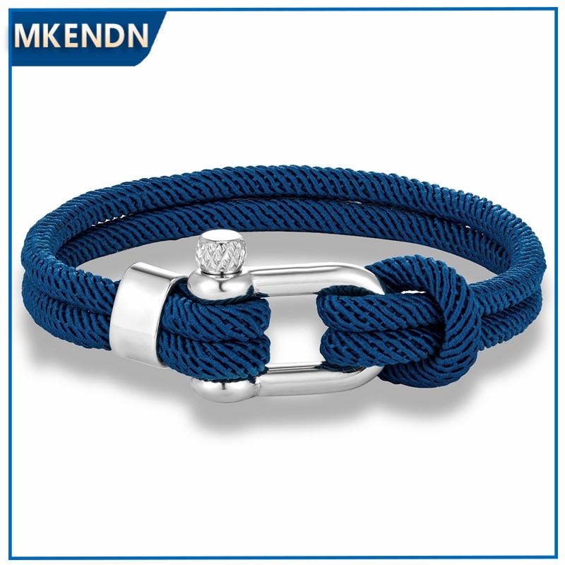 Minimalist Nautical Rope Bracelet Double Strand Stainless Steel U-Shape Shackle Buckle Survival Jewelry for Men Women