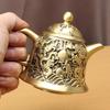 High-grade Brass Teapot Faucet Pot Creative Wine Glass Office Desktop Ornament Pure Copper Retro Shuanglong Play Bead Tea Set