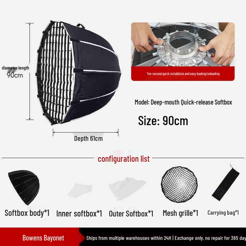 Bei Yang Quick Release 90 Deep Parabolic Softbox with Egg Crate