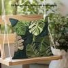 Tropical Monstera Leaf Pillow Cover 2D Embroidered Print Boho Botanical Cushion Case For Sofa Bed Couch Cozy Jungle Home Decor