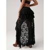 Gonna Corta Estiva da Donna Sexy Irregolare Stile Denim Patchwork di Pizzo Monocolore
