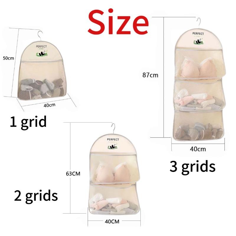 Storage Hanging Bag ,Hanging Underwear Bag, Socks, and Bra Mesh Storage Bag Wall Mounted Storage Bags, Transparent Pocket Design