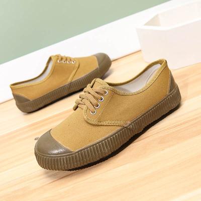Lace-Up Low-Top Liberation Shoes, Labor Insurance Training Shoes, Filming, Old-Fashioned Yellow Rubber Shoes, Sneakers, Working Labor Canvas Shoes