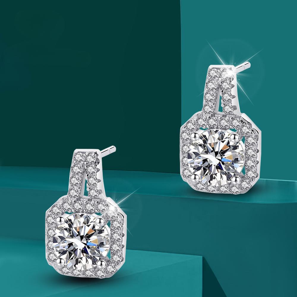 

Модные серьги-гвоздики с квадратным муассанитом и бриллиантами 1 карат для женщин, серьги-гвоздики из стерлингового серебра 925 пробы, ювелирные украшения