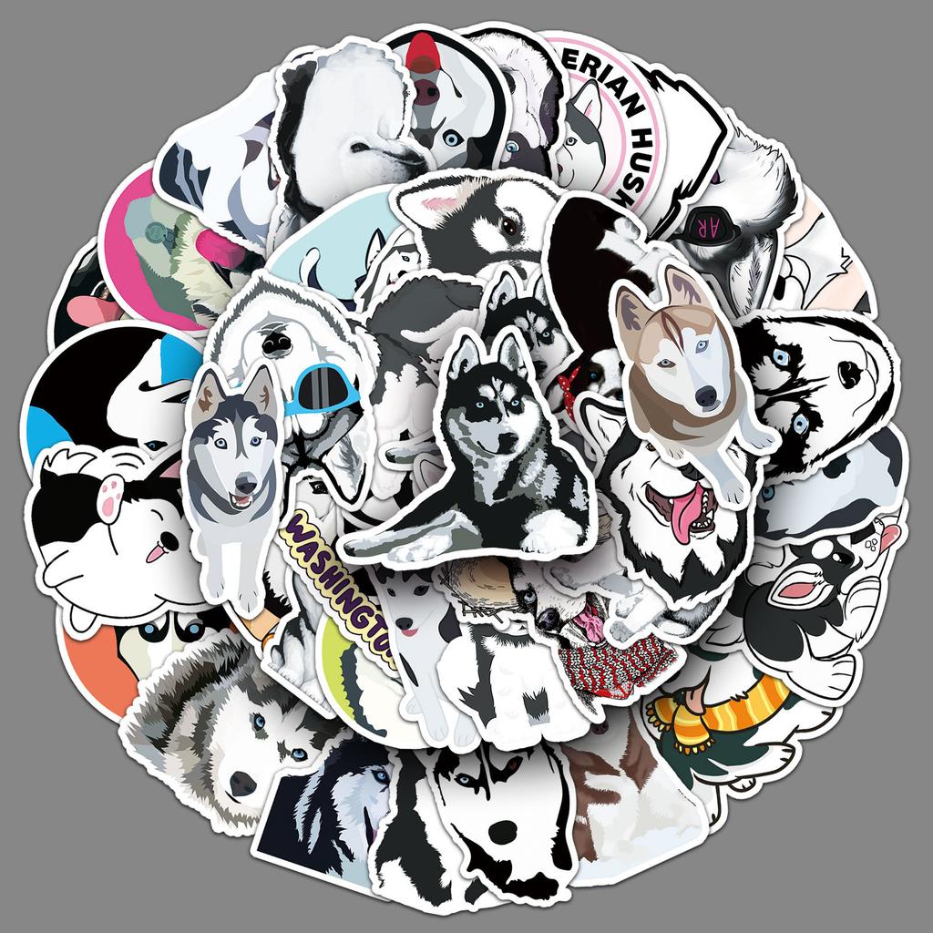 50 Husky Doodle Personalized Cartoon Animals Children's Creative DIY Skateboard Luggage Stickers Waterproof