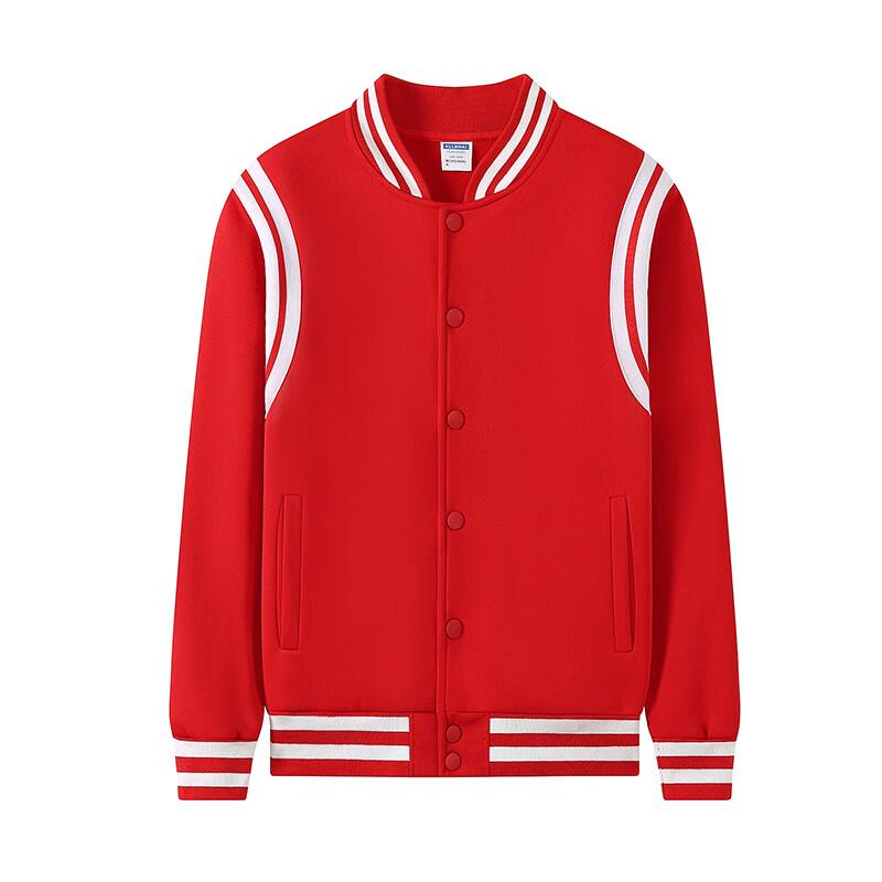 Unisex Solid Color Button-Up Baseball Jacket 4XL