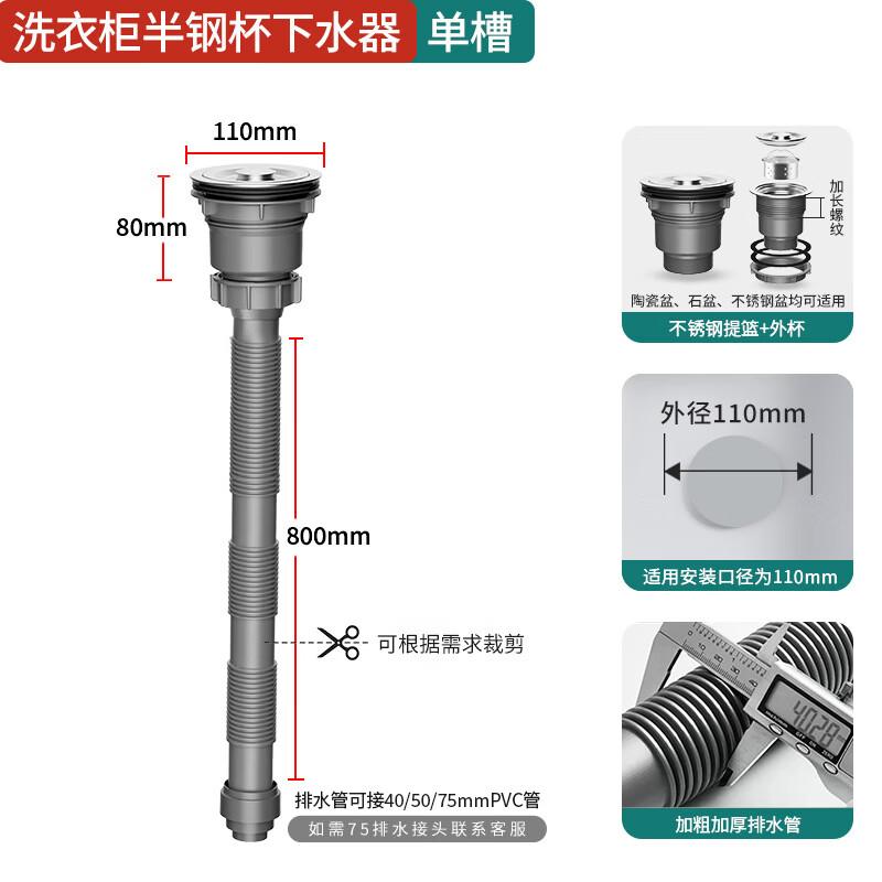 LISM Stainless Steel Laundry Sink Double Drain Kit