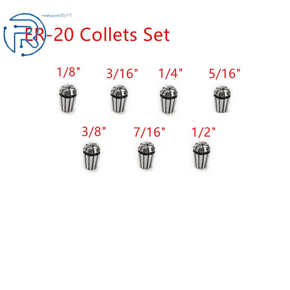 7Pack ER20 Spring Collet Set for CNC Workholding Engraving Milling Lathe Tool