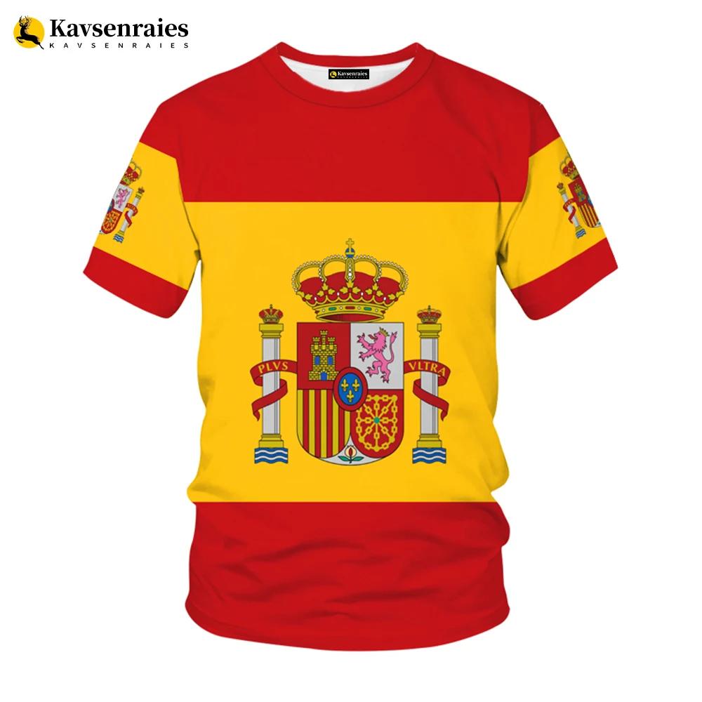 Spain Flag 3D Printed T-shirt Men Harajuku Casual Oversized T Shirt Unisex Hip Hop Streetwear Cool Tops