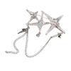 Elegant Four point Star Chain Pin Personality Punk Breastpin Crystal Badge Jewelry Sophisticated Women Suit Dress Brooch