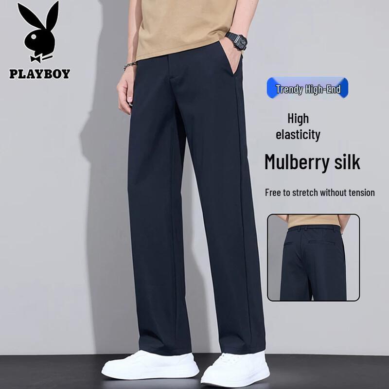 Playboy Men s Summer Thin Stretch Straight-Leg Casual Pants 34