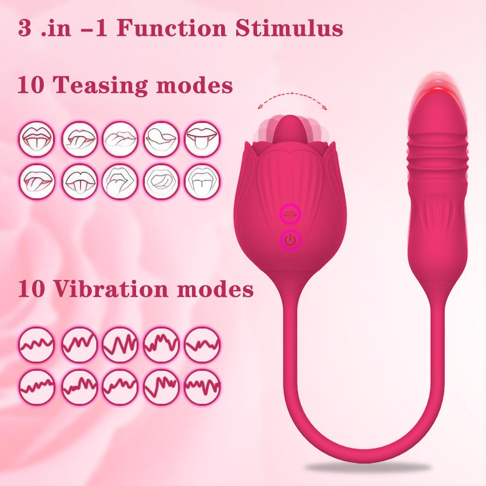 Rose Series Licking & Sucking Vibrator Stick