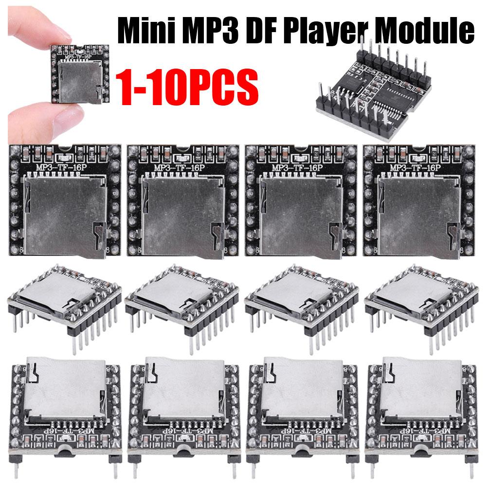 1-10PCS DFPlayer Mini MP3 Player Module TF Card U Disk Mini MP3 DF Player Audio Voice Module IO/Serial Port/AD MP3-TF-16P