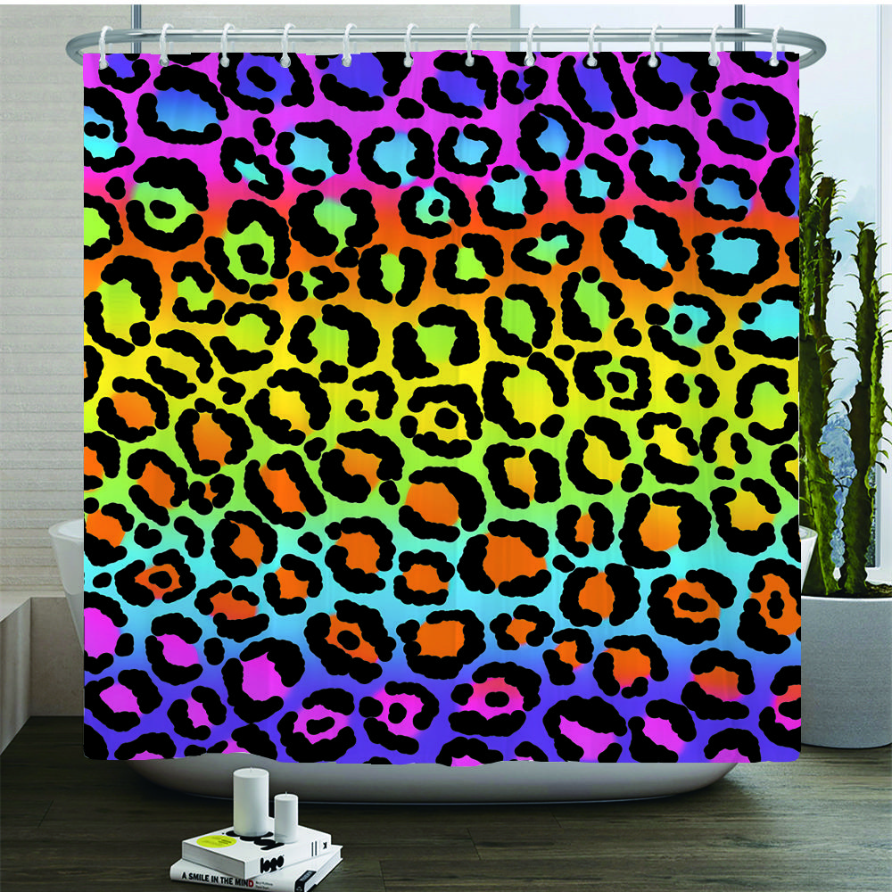 

Rainbow Colorful Shower Curtain Bathroom Bathtub Art Geometric Stripe Waterproof Polyester Bath Curtain Home Decor With Hooks W60H190(CM)-1 Pcs