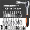 46pcs Drive Socket Set 1/4 Inch Ratchet Wrench Set with Sockets Metric Hex Bit Socket Set Mechanic Tool Kits for Auto Repair House