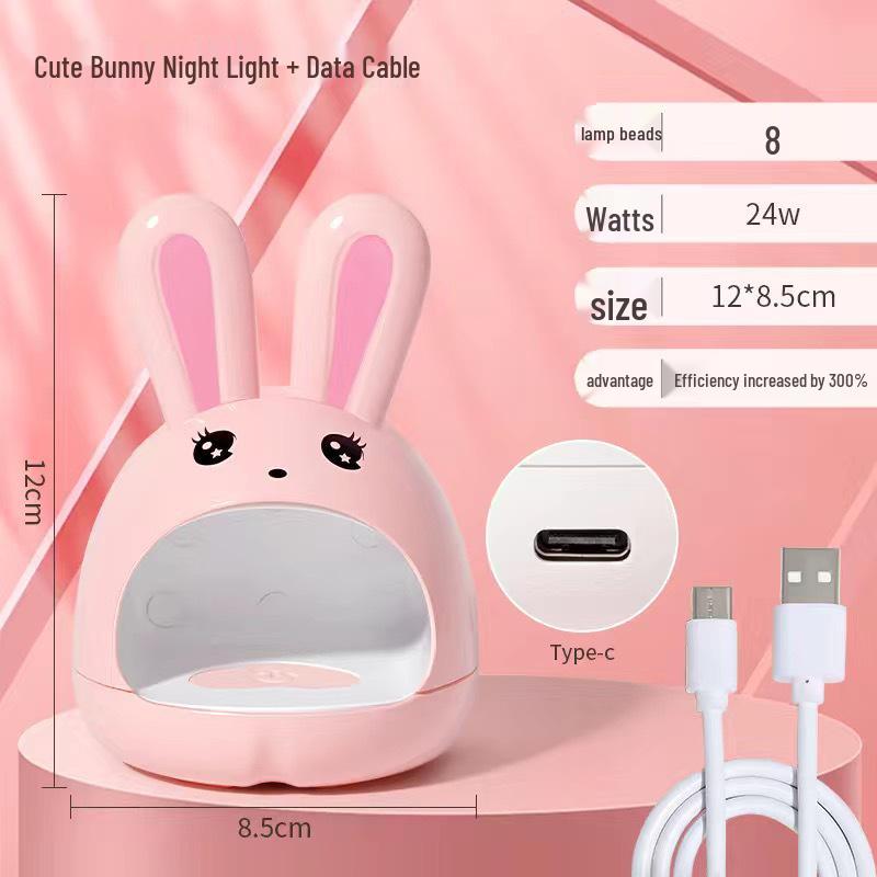 Adorable Rabbit Nail Art Mini Gel Lamp - Quick-Drying LED, Protects Hands, Perfect for Home Use