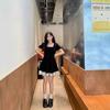 French Hepburn Small Black Dress Summer Waist Thin Advanced Sense Sweet Contrasting Color Splicing Small Square Neck Dress