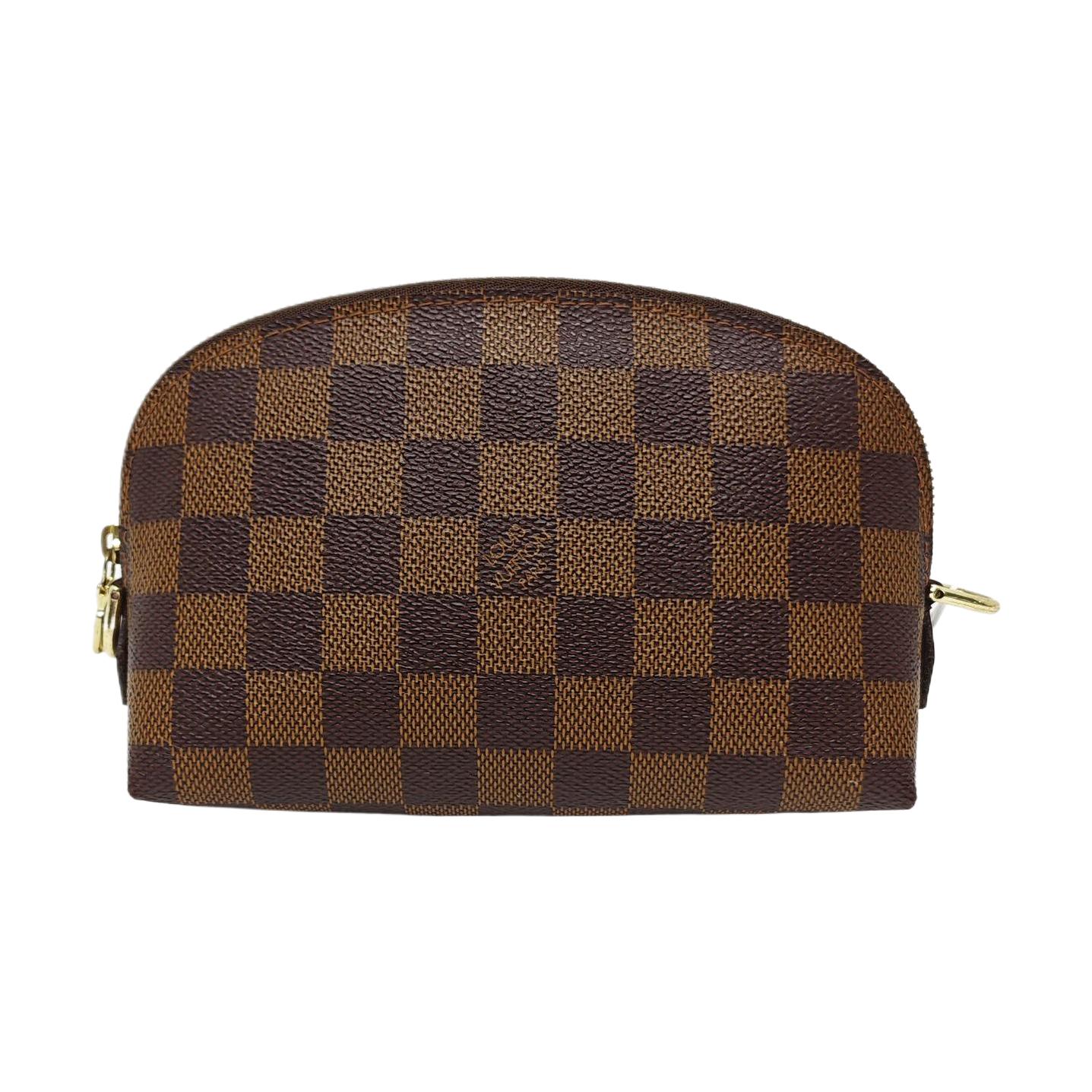 [Pre-Owned] Checkered Canvas Clutch Cosmetic Bag - Excellent #WLQAB0 ONE SIZE