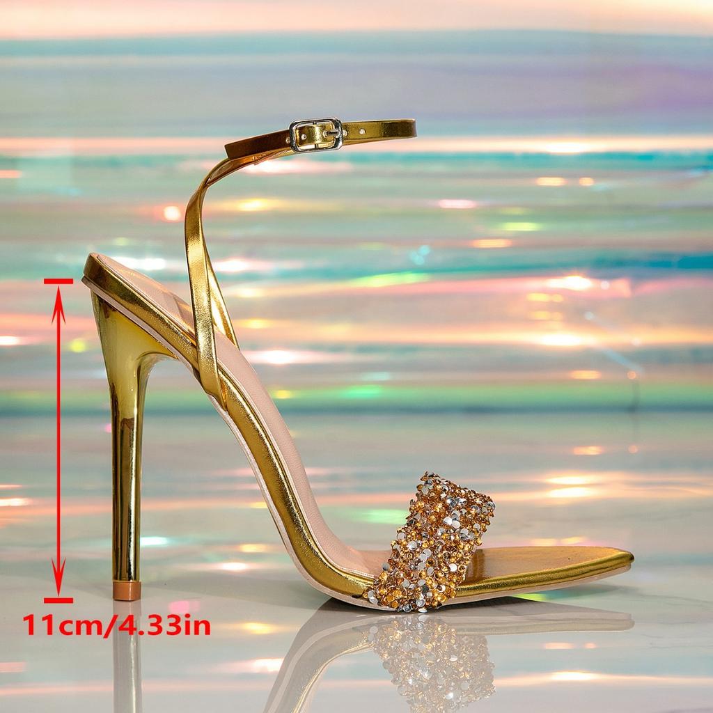 Mode Euro - Luxus Stiletto-Sandalen Damen, Gold Strass - Verzierte Ballsaal-Schuhe, Stilvolles Party - Bereites Schuhwerk