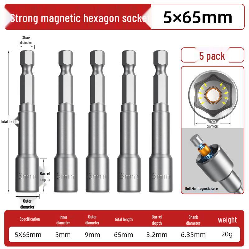 Hexagonal Magnetic Socket Head Self-Tapping Dovetail Screw Adapter for Steel Tile Drill and Air Wrench