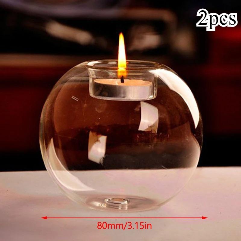 Transparent glass tea light holder, hollow round lamp, living room decoration, wedding decoration, home decoration