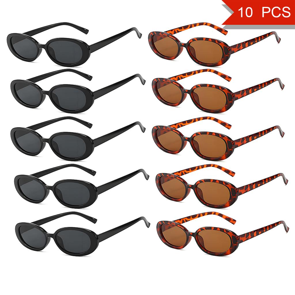 6PCS Women Small Oval Sunglasses Vintage Women's Brand Designer Sun Glasses Fashion UV Protection Shades UV400 Oculos De Sol