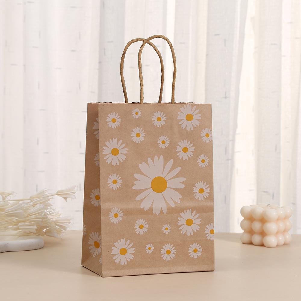 StoBag, Daisy Flower Paper Gift Tote Bags, for Birthday, party, wedding supplies, Reusable Paper, Packing Goodies, 12/30pcs