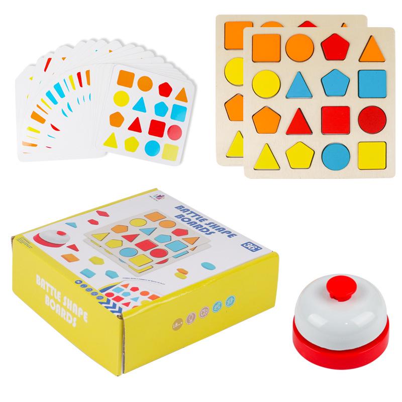 Montessori Geometric Shape Matching Puzzle - Wooden Cognitive Toy for Children Ages 2-3