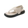 Fashion thick-soled toe sandals female summer 2025 new fairy wind soft-soled pinched feet student Roman beach shoes