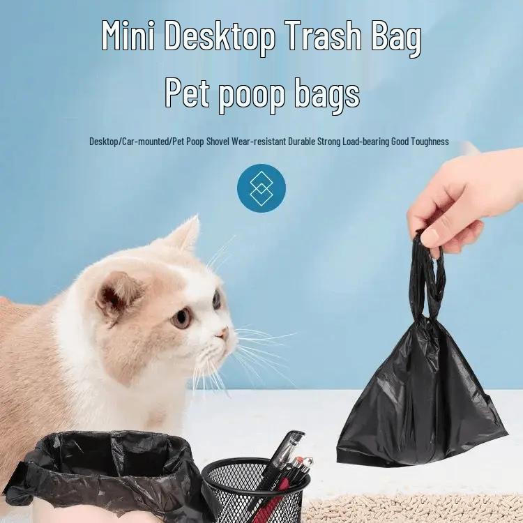 Mini Black Desktop Trash Bags: Disposable Pet Waste & Household Plastic Bags