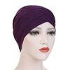 1Pc Hijab Breathable Solid Color Female Head Wrap Cross Forehead Polyester Headwrap Women's Turban