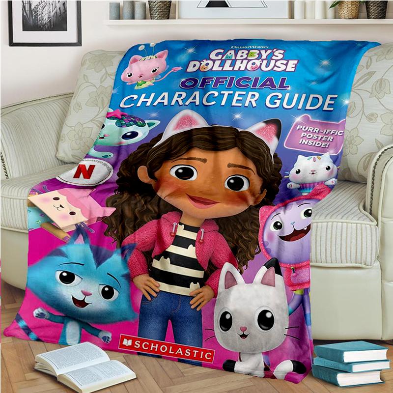 3D Kawaii Gabbys Dollhouse Cartoon Girl Gift Blanket,Soft Throw Blanket for Home Bedroom Bed Sofa Travel Picnic Cover Kids
