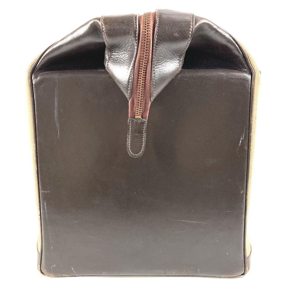 HERMES vintage Bags Travel Bag Duffle Bag Leather/Canvas Beige/Dark brown