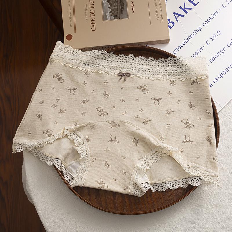 Women's Retro Floral Print Mid-Waist Boxer Briefs with Antibacterial Cotton Crotch