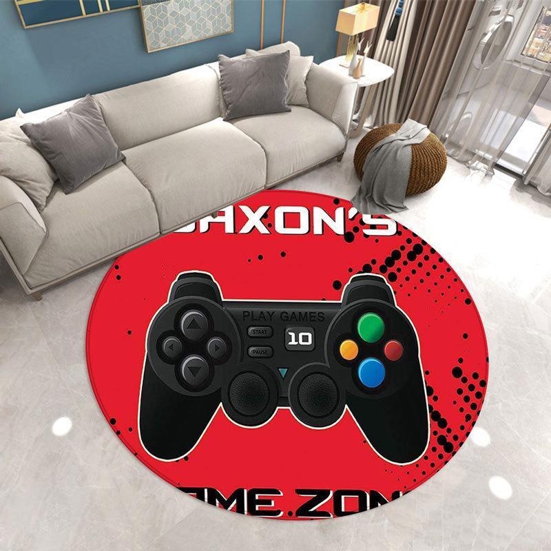 Gamer Living Room Area Rug Round Boys Bedroom Carpet Chair Mat Anit-Slip  Game Console Bathroom Floor Rug Doormat Entrance