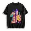 Cool Sisters Group Print T-shirt, Trendy Anime Style Loose Top, Unisex Casual All-match Tee Pure Cotton T-shirt